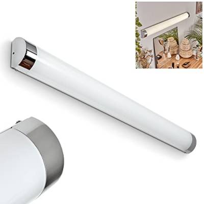 HOFSTEIN LED Spiegelleuchte Morges, Wandleuchte aus Metall/Kunststoff in Chromfarben/Weiß, Spiegellampe ideal für das Badezimmer, Schminklicht, 1 x 15 Watt, 1600 Lumen, 4000 Kelvin, Wandlampe IP 44 von HOFSTEIN