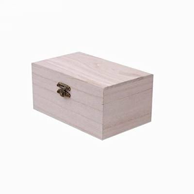 HOHOVYVY Holzbox mit Deckel,Quadratisch, ideal zur Aufbewahrung mit Metallverschluss, Holztruhen, Schatzkiste, Schmuckkästchen, 12x7x5cm von HOHOVYVY