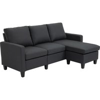 HOMCOM Ecksofa  Stoffsofa Eckcouch, Couchgarnitur mit wendbarer Chaiselongue, L-Form, Leinen, Dunkelgrau, 197x139x91cm  Aosom.de von HOMCOM