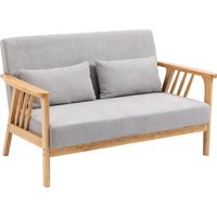 HOMCOM Zweisitzer 2-Sitzer Sofa, Doppelsofa mit Armlehne, Loveseat mit Samtoptik, Kissen, Polstersofa für Wohnzimmer, bis 200 kg Belastbar, Grau, 130 x 75 x 78 cm von HOMCOM