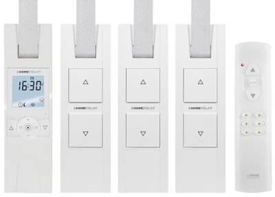 HOMEPILOT elektrische Gurtwickler Starterset für 4 Rollläden/Fenster | Smarte Rolladensteuerung mit 4x RolloTron Rolladenantrieb + Fernbedienung von HOMEPILOT