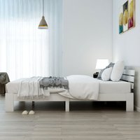 Holzbett Doppelbett aus Bettrahmen Holzbett mit Kopfteil und Lattenrost fsc Massivbett als Zirbenbett nutzbar-200 x 140 cm, weiß von HOMMOO