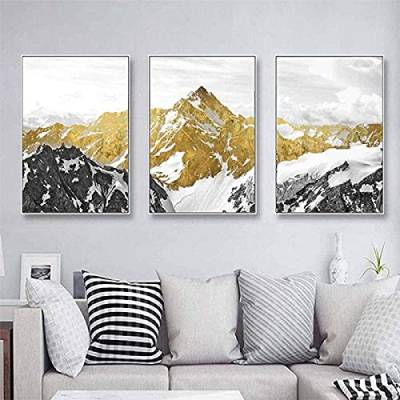 HONGC Abstrakte Kunst Wände Golden Snow Mountain Golden Mountain Wandkunst Leinwand Malerei Dekor Bild für Home Decor Poster 40x60cm/15.7”x23.6”x3 Kein Rahmen von HONGC
