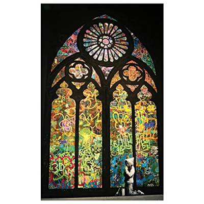 HONGC Graffiti Street Wall Art Buntglas Kirchenfenster Kunst Leinwand Malerei Poster Drucken Modernes Bild Wohnzimmer Dekor 75x115cm Kein Rahmen von HONGC