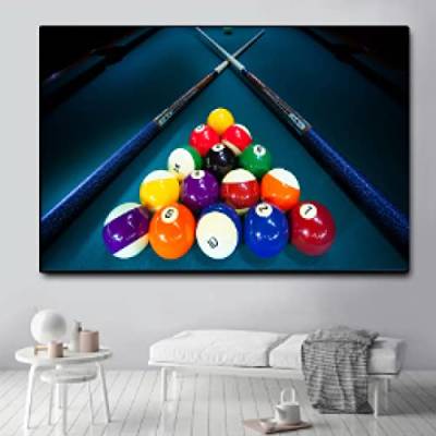 HONGC Wandkunst Bilder Nordic Sports Billard Pool Sticks Leinwand Malerei Poster und Drucke Bilder Wohnzimmer Home Decor 70 x 100 cm (28 x 39 Zoll) mit Rahmen von HONGC