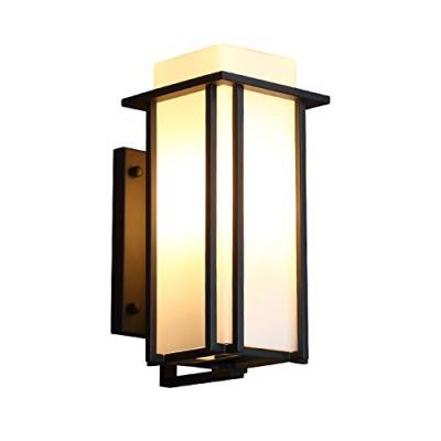 HONY-LIGHT Retro LED Außen-Wandleuchte Schwarz Aluminiumguss Und Glas Schatten Gartenlampe IP44 Wand-Außenleuchte Hoflampe Balkon Außenlampe Wandlampe 21 X 17 X 39 cm von HONY-LIGHT