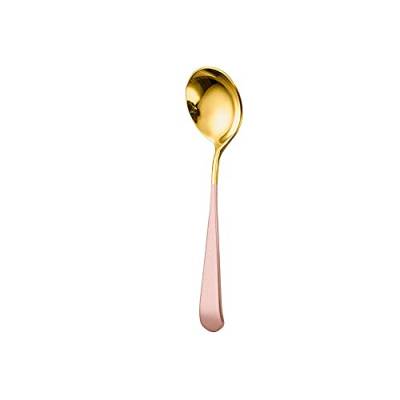 Löffel, 15,9 cm x 4,5 cm, runder Kopf, Kaffeelöffel, Edelstahl, for Mischen von Tee, Dessert, Kuchenschaufel, mehrfarbiges Küchengeschirr-Zubehör (Color : Golden Pink) von HUIHHAO
