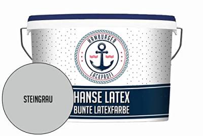 Latexfarbe MATT Steingrau Hanse Latex abwischbare Wandfarbe - Deckenfarbe Küchenwandfarbe Wohnraumfarbe - geruchsarme Farbe für Küche, Bad & Wohnraum Grau // Hamburger Lack-Profi (2,5 L) von Hamburger Lack-Profi