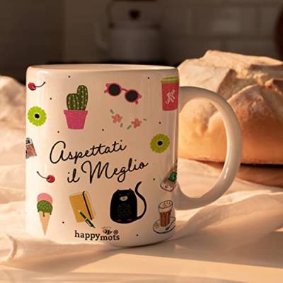 HappyMots Originelle Geschenkbecher aus Keramik von hoher Qualität | Frühstückstassen | Geeignet für Mikrowelle und Spülmaschine | lustige Tassen | Geschenk für Freunde | Geschenk für Frauentag von HappyMots