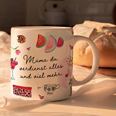 HappyMots Originelle Mug aus hochwertiger Keramik zum Verschenken | Frühstückstassen | Geeignet für Mikrowelle und Spülmaschine | Lustige Tassen | Muttertagsgeschenk von HappyMots