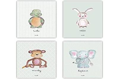 Poster Kinderzimmer Happymots| 4er Set DIN A4 Poster Set | Wandbilder | Kinderzimmer Poster | Deko Bilder Kinderzimmer Mädchen und Jungen | Wandposter Premium von HappyMots