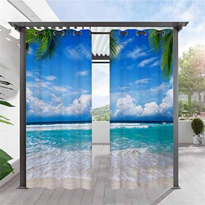 Heavyoff Outdoor Vorhänge Wasserdicht, Wetterfest Sichtschutz Terrasse Sonnenschutz für Balkon Veranda Pergola Gartenlaube 2 Stück, Stil 15, 117x160cm von Heavyoff