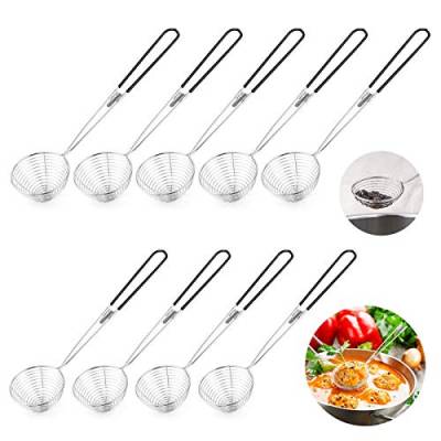 9 Pcs Fondue Sieb Edelstahl Küchensieb mit Griffen Feinmaschig Küchensieb Schöpflöffel Sieb aus Rostfreiem Edelstahl SCHAUMLÖFFEL für Garen von Gemüse Pilzen Fleisch Fisch von Heqishun