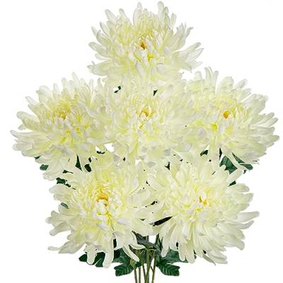 6 Stück Künstliche Chrysantheme Seiden, kunstblumen Hortensien Seide plastikblumen, Realistische Blume Silk für Wohnzimmer Büro Dekor Tisch Küche #2 von Hollyone