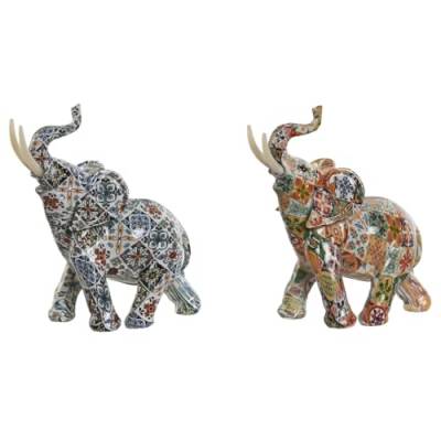 Home ESPRIT Dekorative Figur, Mehrfarbig, mediterraner Elefant, 16 x 7 x 17 cm (2 Stück) von Home ESPRIT