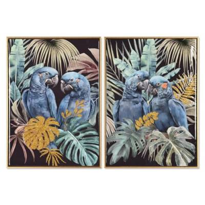 Home ESPRIT Tropischer Papageienbild, lackiert, 50 x 3,5 x 70 cm, 2 Stück von Home ESPRIT