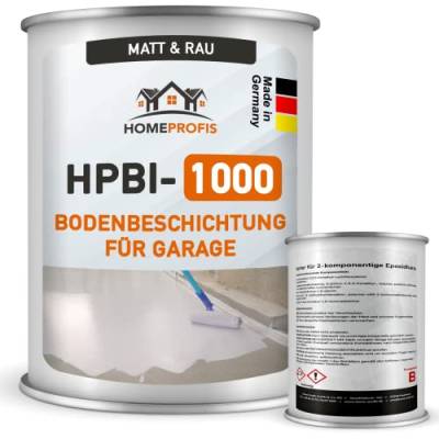 Home Profis® matter Garagenboden rutschfest (25m²) | 30 Farben | Beton, Estrich & Fliesen | Werkstattboden Bodenfarbe Innen | 2K Epoxidharz Bodenbeschichtung | RAL 7030 Steingrau | HPBI-1000 von Home Profis