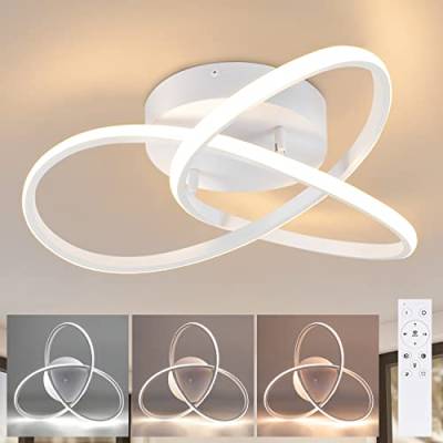 Homefire LED Deckenlampe Dimmbar Deckenleuchte - 33W Schlafzimmerlampe Modern mit Fernbedienung Wohnzimmerlampe Weiss - 40CM Geometrie Design Lampe für Wohnzimmer Schlafzimmer Küche Flur Studio von Homefire