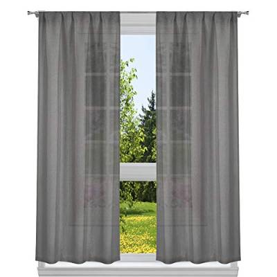 Home Maison Fenster-Vorhang-Set, solide strukturiert, metallisch, Anthrazit-Silber, 38 x 84 cm von Homemaison