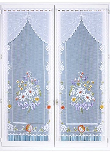 Homemaison Fenstergardinen, Clemmans und Stück, Polyester, Weiß, 220 x 60 cm von Homemaison