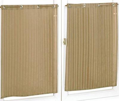 Homemaison Fenstergardinen, aus Etamin gestreift, Polyester, Taupe, 160 x 60 cm von Homemaison