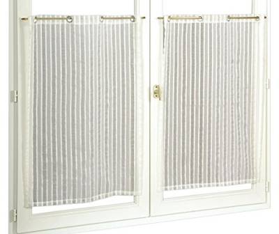 Homemaison Fenstergardinen, aus Etamin gestreift, Polyester, Weiß, 90 x 60 cm von Homemaison