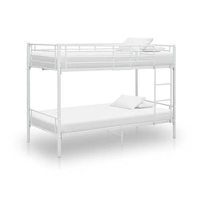 Hommdiy Etagenbett Metall 90×200 cm,Es gibt Schutzgeländer,Zugangsleitern (Weiß) von Hommdiy