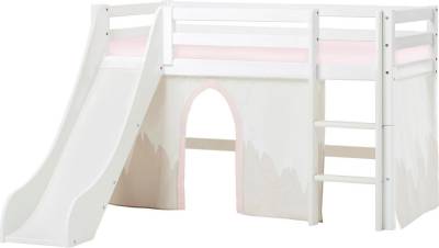 Hoppekids Hochbett «Winter Wonderland» (Set) 70x160 mit Rutsche, Vorhang & Matratze von Hoppekids