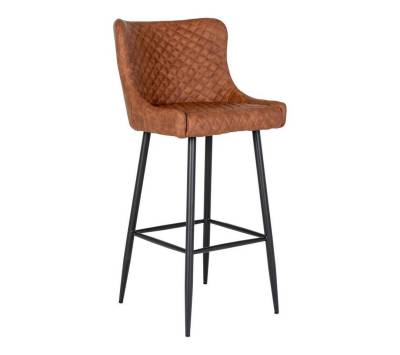House Nordic Sitzhocker Dallas Bar Chair – Barstuhl aus PU, Vintage-Braun mit schwarzen Beinen von House Nordic