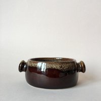 Vintage Braun Glasierte Keramik Schale von HouseOfVintFurniture