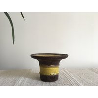 Vintage Strehla Keramik Vase/Gelb Braun/Deutschland/1960Er Jahre von HouseOfVintFurniture