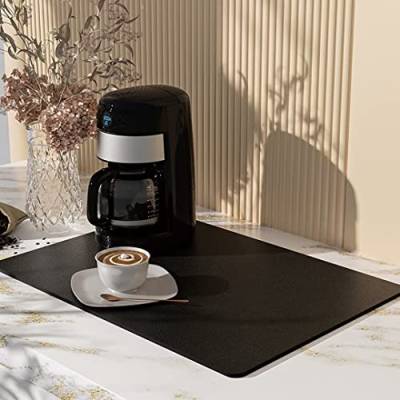 Abtropfmatte, super saugfähige Abtropfmatte, super saugfähige Küchentheke, Kaffeemaschinenmatte, schnell trocknende Abtropfmatte, rutschfeste Abtropfmatte für Küchentheke, schwarz, 40 x 60 cm von Hovoto