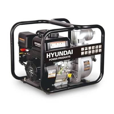 HYUNDAI Benzin-Wasserpumpe GWP57647 mit 5.4 PS Motor, 60.000 l/h Fördervolumen, 28 m Förderhöhe (Motorpumpe, Gartenpumpe, Frischwasserpumpe) von Hyundai