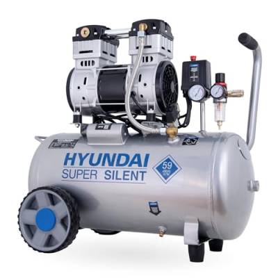HYUNDAI Silent Kompressor SAC55753 (Druckluftkompressor leise, ölfrei, Flüsterkompressor Compressor flüsterleise 59dB, 50L Kessel, 8bar, 1.5kW, Öl-Wasserabscheider, Ansaugleistung 232 L/Min) von Hyundai