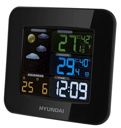 HYUNDAI Wetterstation WS 8446 I Innen- und Außentemperatur I Luftfeuchtigkeit I Wecker von Hyundai