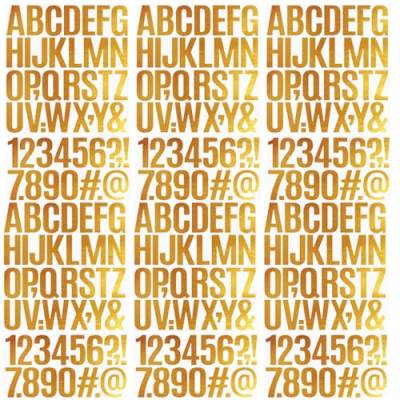 HyzaPhix 24 Blätter Alphabet Aufkleber Bunt, Vinyl Buchstaben Aufkleber Selbstklebende Nummern Hausnummer Aufkleber für Postfach,Schilder,Fenster,Tür,Autos,Geschäft (3in Gold) von HyzaPhix