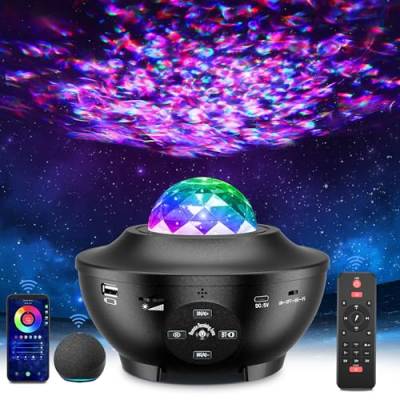 IKHDCYH Sternenhimmel Projektor, LED Smart WiFi Galaxy Nachtlicht RGB Dimming, Sternenprojektor Lampe mit Alexa Google Assistant, Deko Licht mit Bluetooth Lautsprecher für Erwachsene Kinder von IKHDCYH