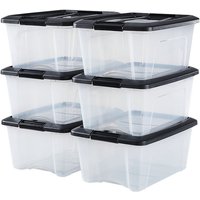 Iris Ohyama - Kunststoff-Aufbewahrungsbox, 15 l Garagen-Aufbewahrungsbox, 6er-Set, NTB-15, transparent, stapelbar, Verschlussklammern – B39,5 x T29 x von IRIS OHYAMA