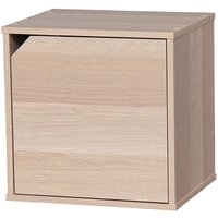 Regal, Aufbewahrungswürfel, Kleines Beistellmöbel, Tür Stapelbar, Büro, Schlafzimmer, Wohnzimmer - qr Box With Door QR-34D- Hellbraun - Iris Ohyama von IRIS OHYAMA