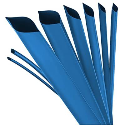 ISOLATECH Schrumpfschlauch Meterware blau ohne Kleber Ø 12mm 5 Meter Schrumpfverhältnis 3:1 Set Polyolefin zum Isolieren von Kabel Lötverbindungen unbeschriftet UV beständig (Ø12mm 5Meter) von ISOLATECH