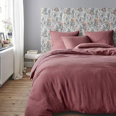 ITC Bettbezug aus Baumwollgaze, gewaschen, Canyon Pink, 140 x 200 cm von ESSIX