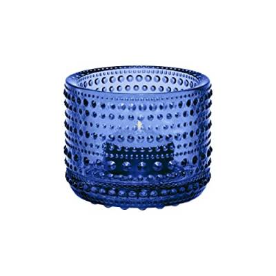 Iitala Kastehelmi Teelichthalter aus Mundgeblasenem Glas in der Farbe Ultramarin Blue in der Größe 6,4x7,6cm, 1066662 von Iittala