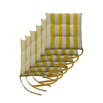 Il Tuo Artigiano Design Set mit 6 Kissen für Gartenstühle, hergestellt in Italien, Kissen für Küchenstühle, 40 x 40 cm, Polster aus Schaumstoff und weichem Acryl (weiß und gelb) von Il Tuo Artigiano Design