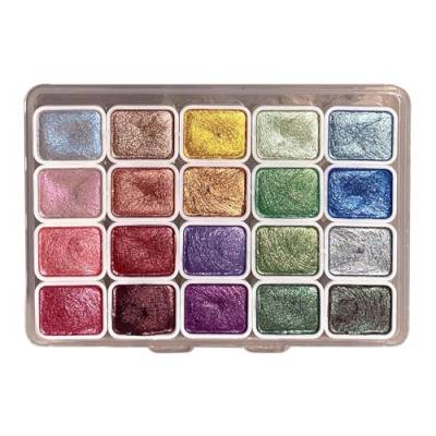 Imtrub Aquarellfarben-Set, 20 Colors Watercolor Painting Set, Perlglanz Aquarellfarben Set, Mineralische Perlglanz Glitzer Wasserfarben für Künstler, Anfänger, Amateur-Hobbyisten von Imtrub