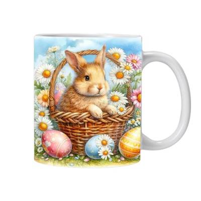 Kindertasse Keramik Tiermotive, Hase Tasse personalisierte Kindertasse, Kinder Geschenk für Jungen & Mädchen Kaffeetasse Teetasse aus Keramik 350 ml (Ostern) von Imtrub