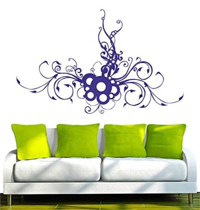 WANDTATTOO w630 eine sehr schöne Blume Wandaufkleber 120x75 cm blau - Dekoration Fensterfolie - Wandaufkleber - Kinderzimmer Wohnzimmer Schlafzimmer Küche Badezimmer Büro Hotel von INDIGOS UG