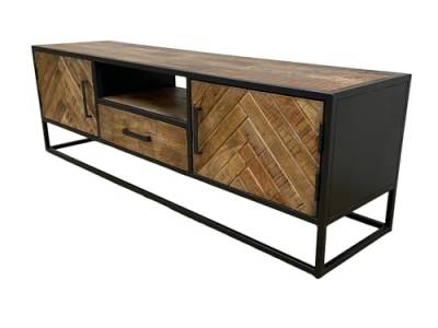 Indoortrend TV Lowboard 160 cm Natur - TV Schrank mit Schublade - Sideboard Wohnzimmer Massivholz - Kommode Maße B: 160 x T: 40 x H: 50 cm von Indoortrend