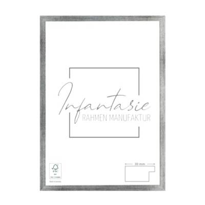 Infantasie 'N°2' Bilderrahmen 16x25 handgefertigt nach Maß | Silber gebürstet | MDF Holz-Design Collage Rahmen inkl. Kunstglas und Metall Aufhänger (Querformat & Hochformat) von Infantasie