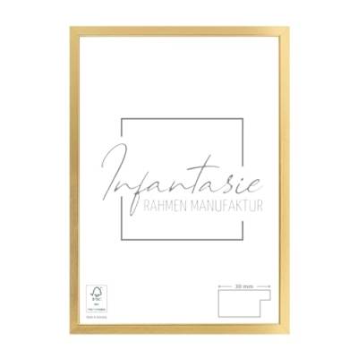 Infantasie 'N°2' Bilderrahmen 35x90 handgefertigt nach Maß | Gold | MDF Holz-Design Collage Rahmen inkl. Kunstglas und Metall Aufhänger (Querformat & Hochformat) von Infantasie