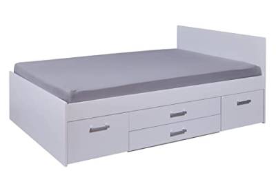 Inter Link - Funktionsbett - Stauraumbett - Bett mit Schubladen und Nachttische - Farbe weiß lackiert - Für Erwachsene, Kinder, Jugendliche - Doppelbett- Ranya Bett 140 x 200 cm von Inter Link